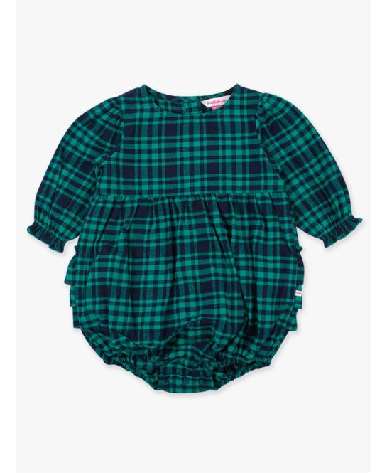 Hayden Plaid Woven Long Sleeve Bubble Romper