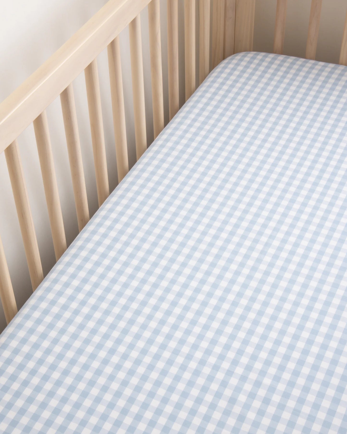 Luxe Premium Light Blue Gingham Crib Sheet