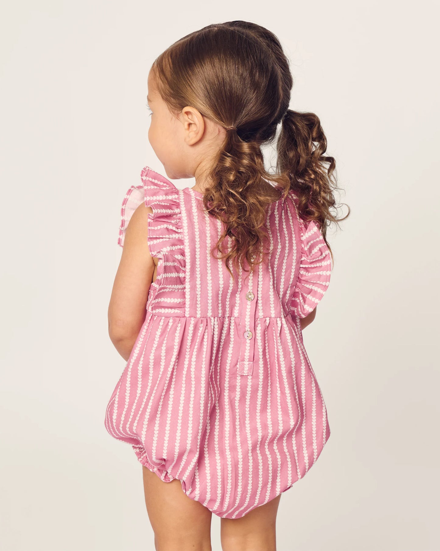 Baby's Twill Ruffled Romper in Love Lines