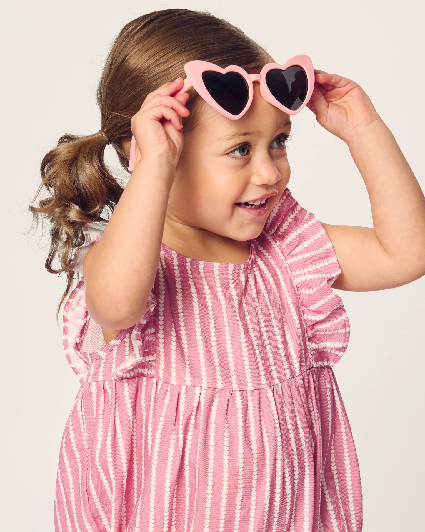 Baby's Twill Ruffled Romper in Love Lines