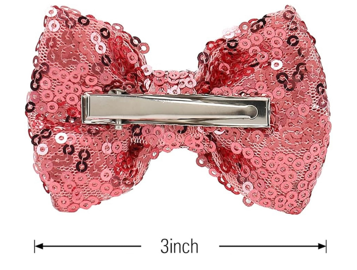 Set of 2 Glitter Bows Hairpin - Sparkling Sequin Bow