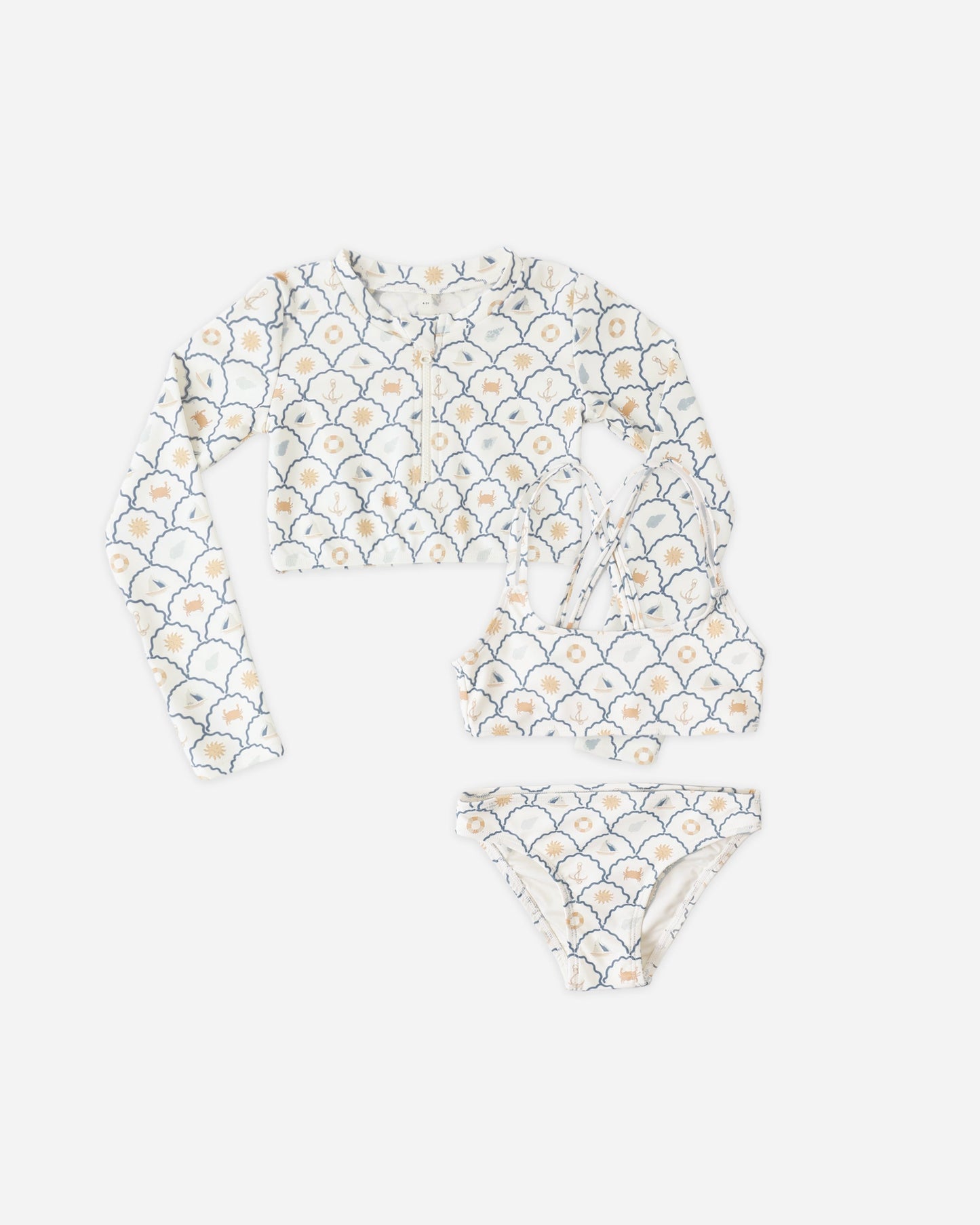 Crop Rashguard Set Nautical