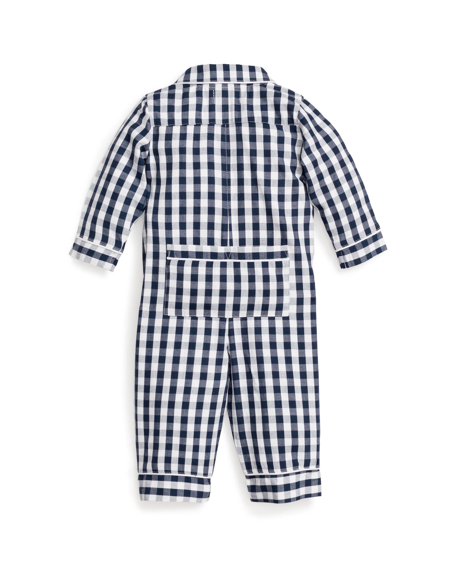 Baby's Twill Classic Romper in Navy Gingham