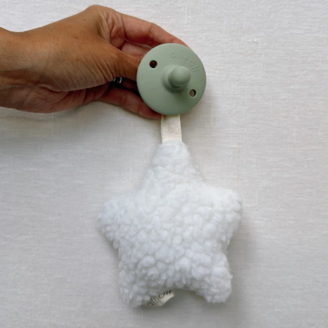 White Plush Star Pacifier Holder