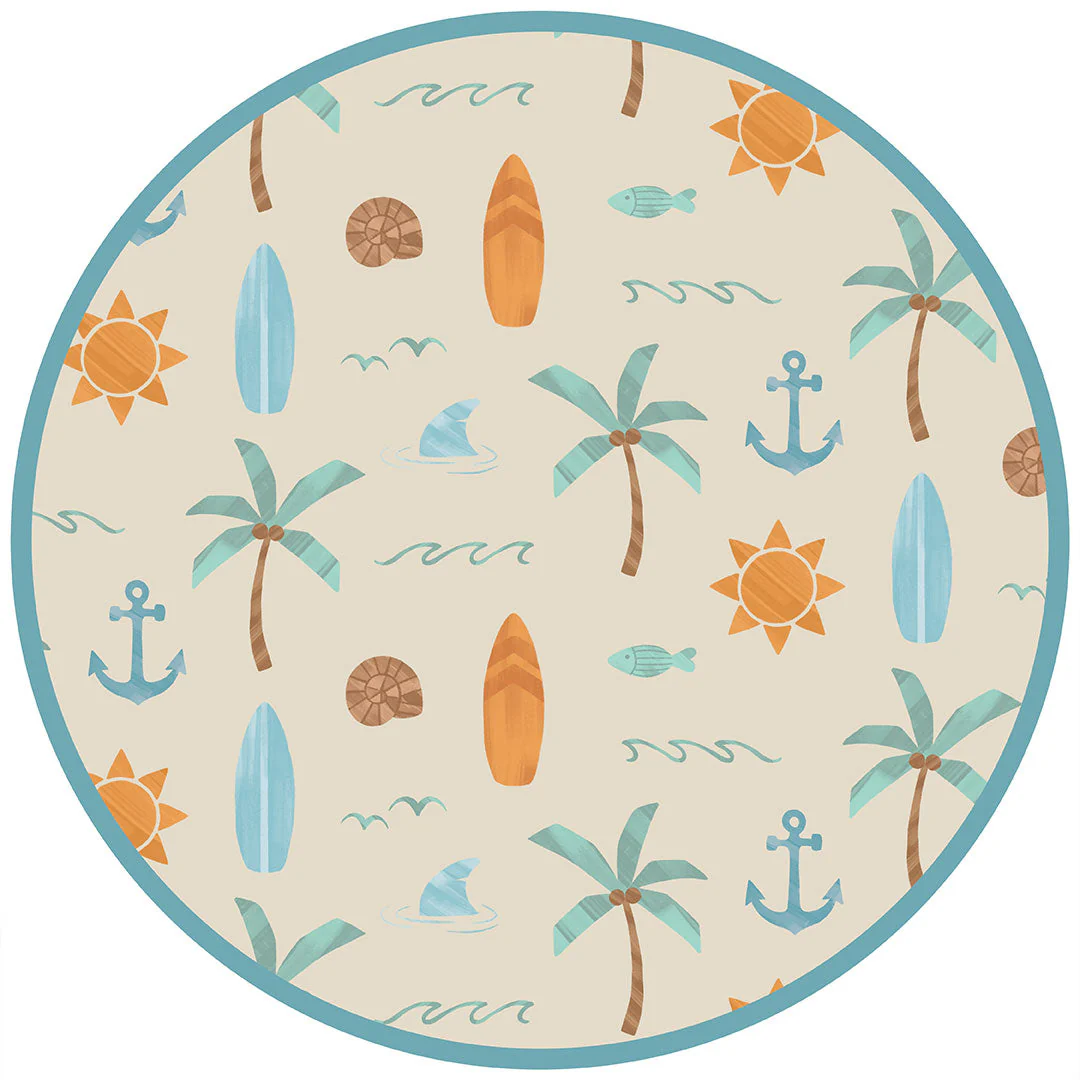 Chasing Waves Surfboard Two-Piece Bamboo Short Sleeve Kids Pajama Pants Set