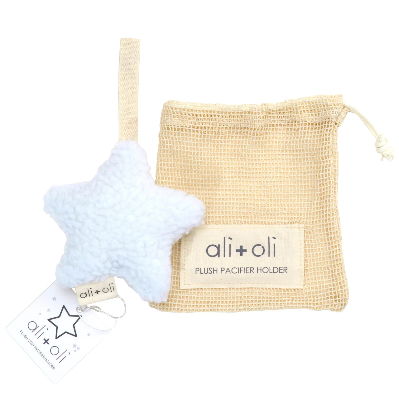 White Plush Star Pacifier Holder