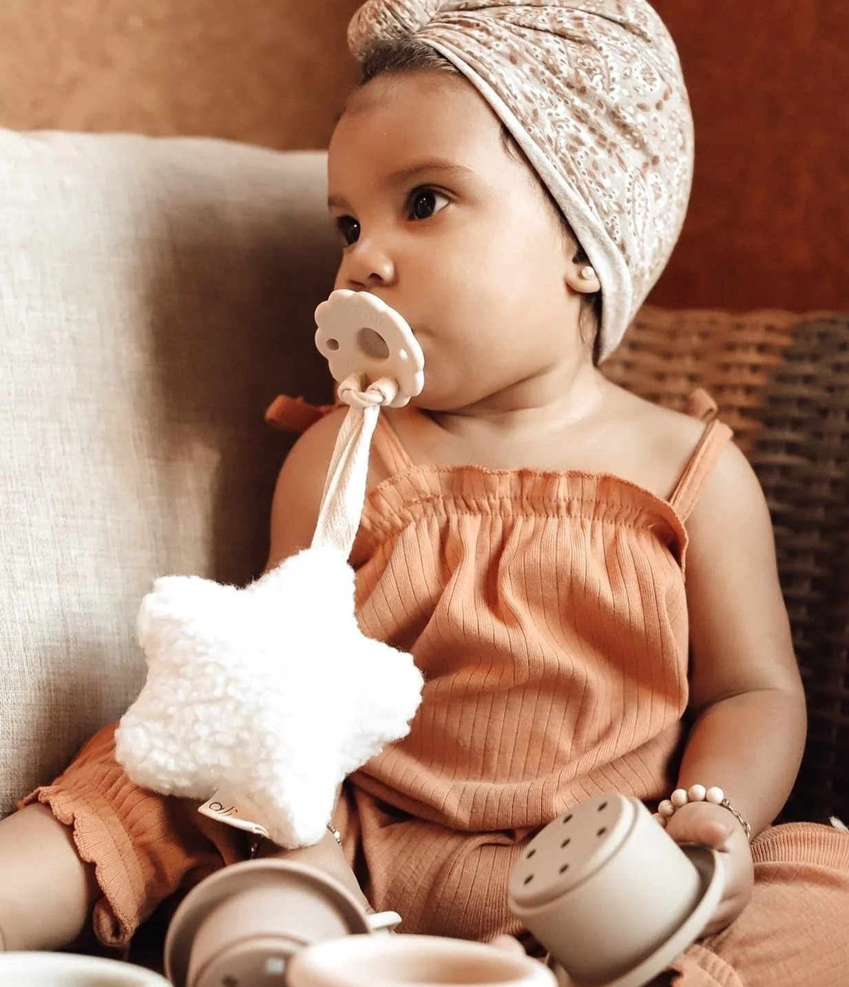 White Plush Star Pacifier Holder