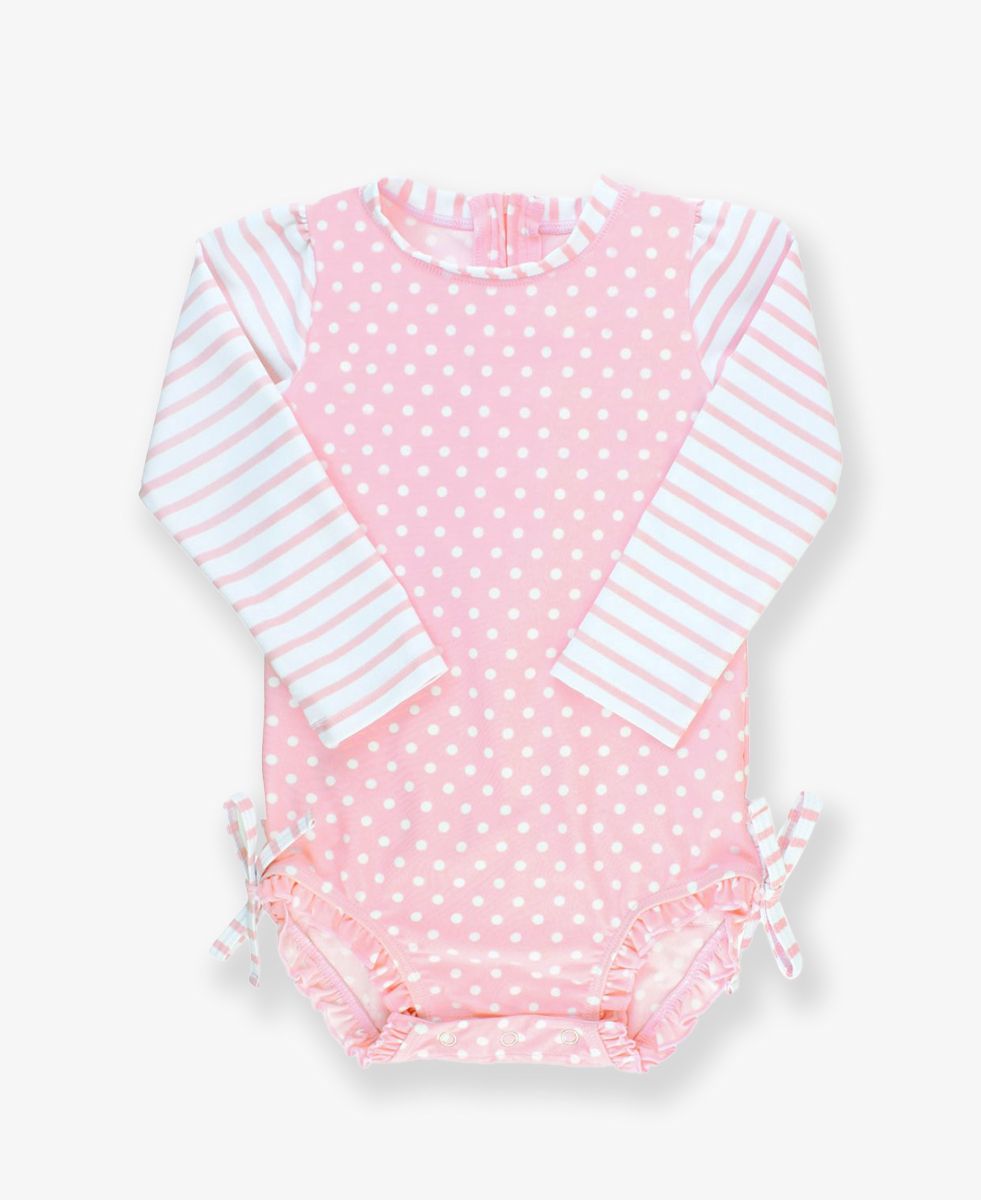 Polka Dot Long Sleeve One Piece Rash Guard