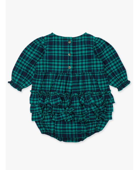 Hayden Plaid Woven Long Sleeve Bubble Romper