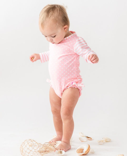 Polka Dot Long Sleeve One Piece Rash Guard