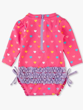 Colorful Hearts Long Sleeve One Piece Rash Guard
