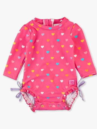 Colorful Hearts Long Sleeve One Piece Rash Guard