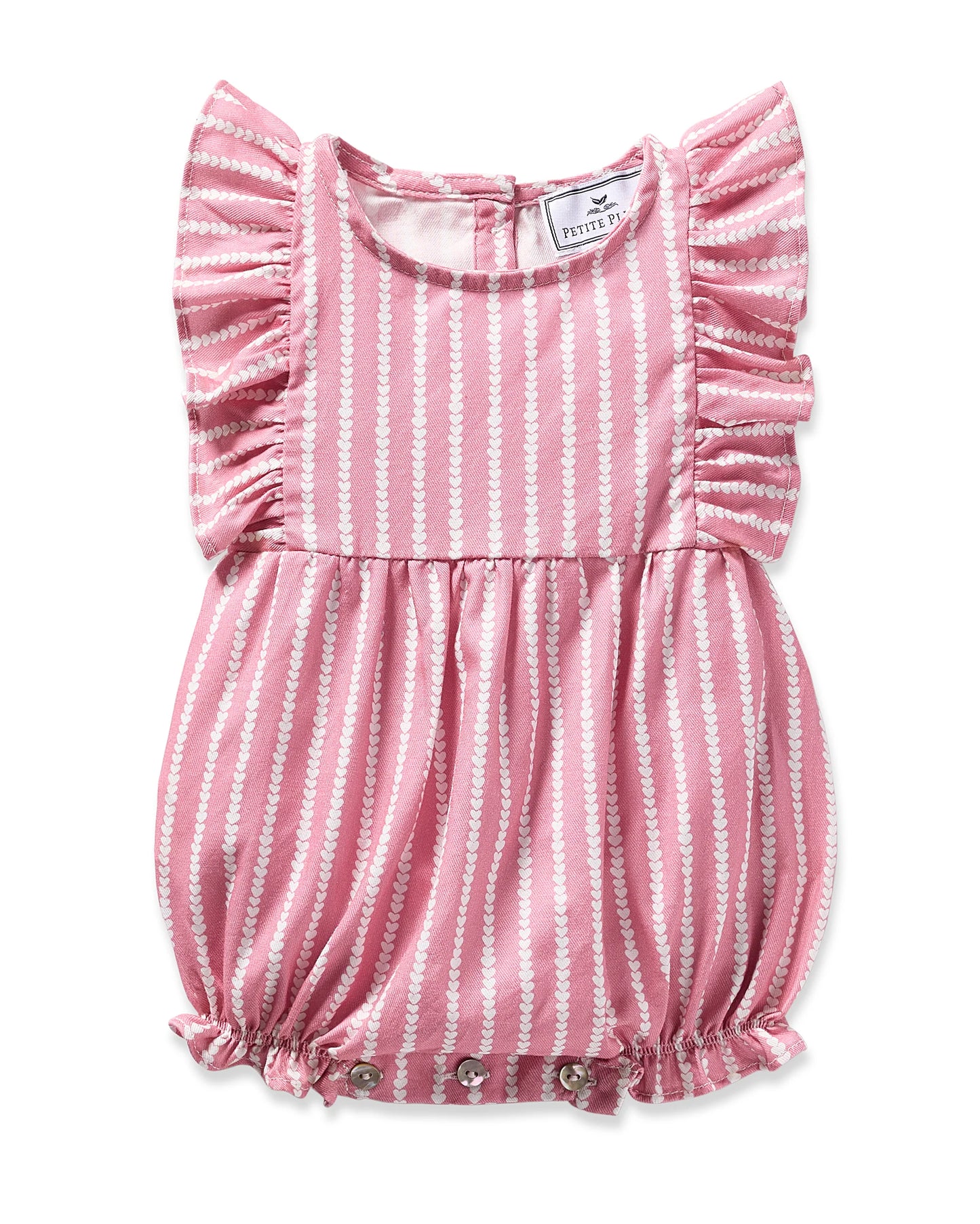 Baby's Twill Ruffled Romper in Love Lines