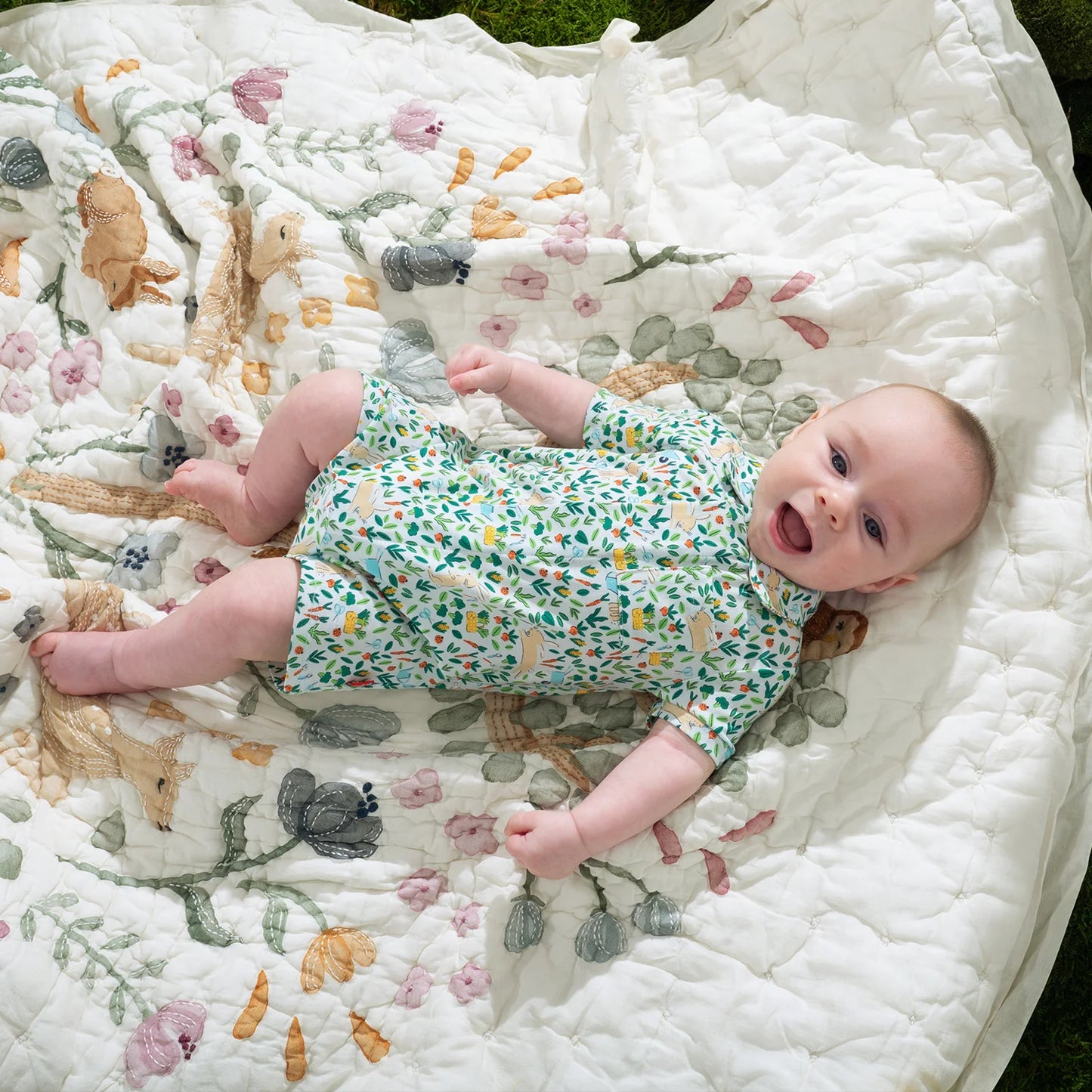 Bunny Garden Magnetic Polo Romper