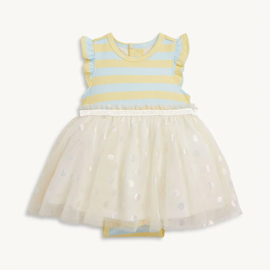Lemon Cream Stripe Magnetic Bodysuit Tutu Dress