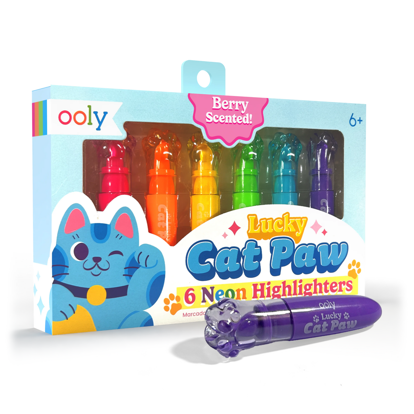 Lucky Cat Paw Scented Neon Highlighters