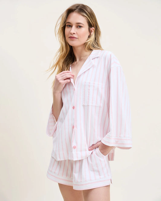 The Olivia Pima Short Set in Pink Stripe