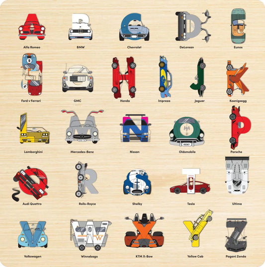 Car Legends Wooden Alphabet Puzzle
