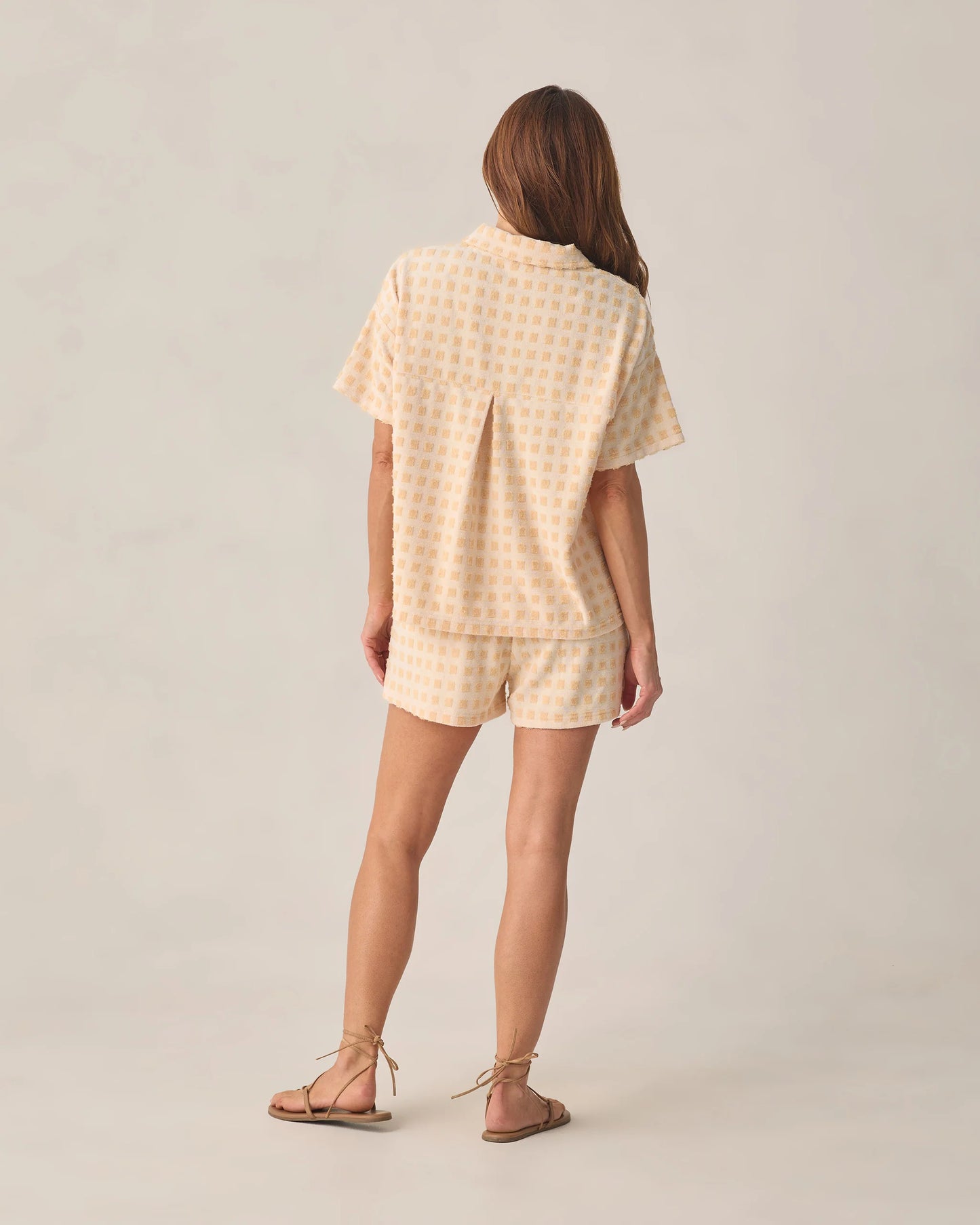Women's Terry Cover Up Set Butterscotch Grid