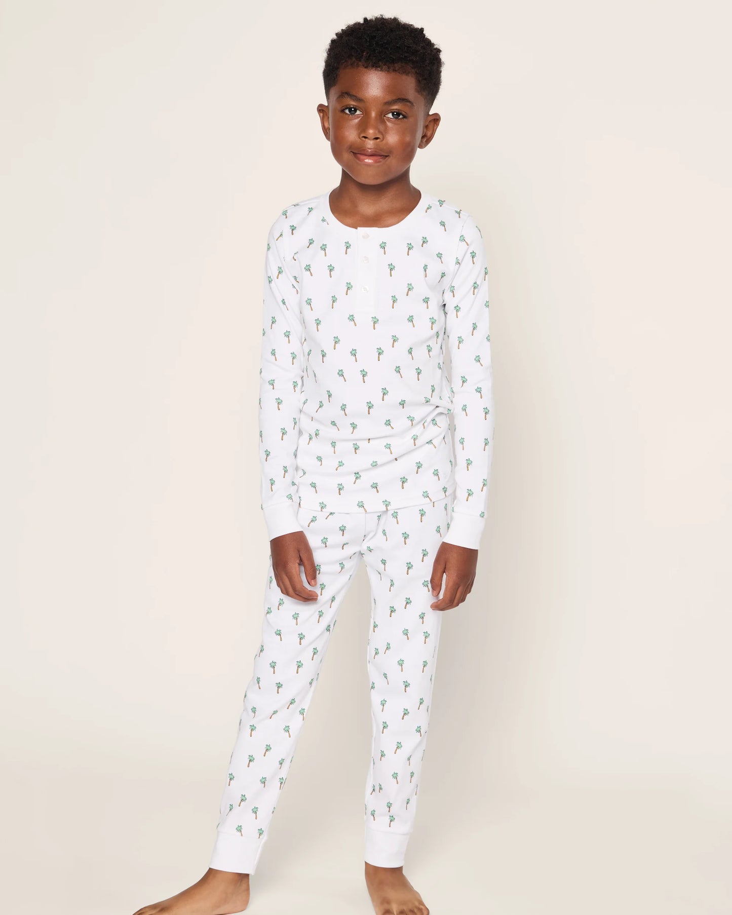 Kid's Pima Snug Fit Pajama Set in Palmier