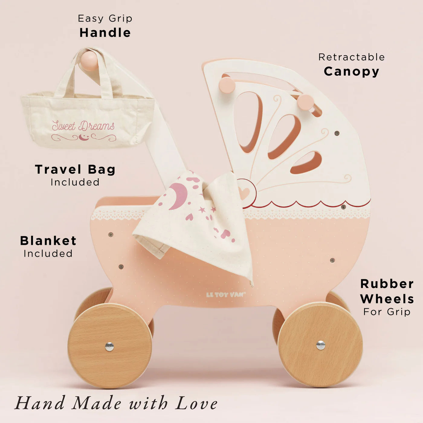 Retro Wooden Doll Stroller