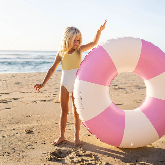Tube Pool Ring Bubblegum Pink Stripe