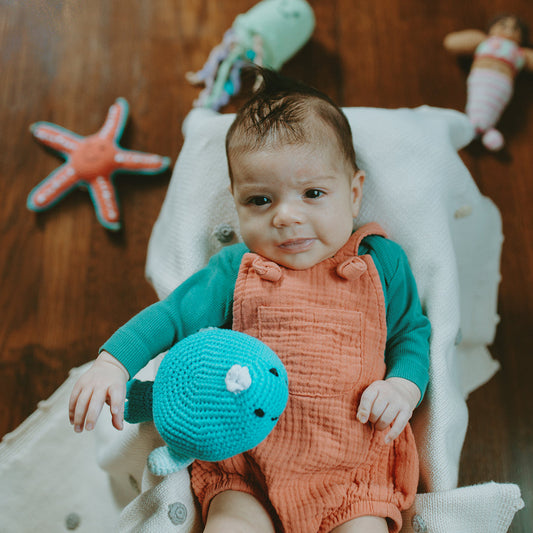Deep Turquoise Whale Rattle