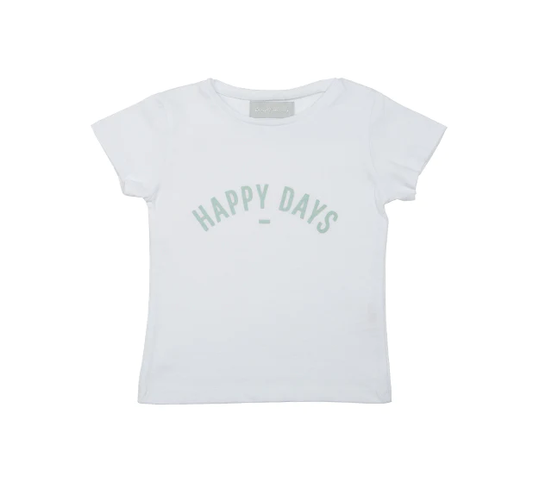 White HAPPY DAYS Cap Sleeved T Shirt
