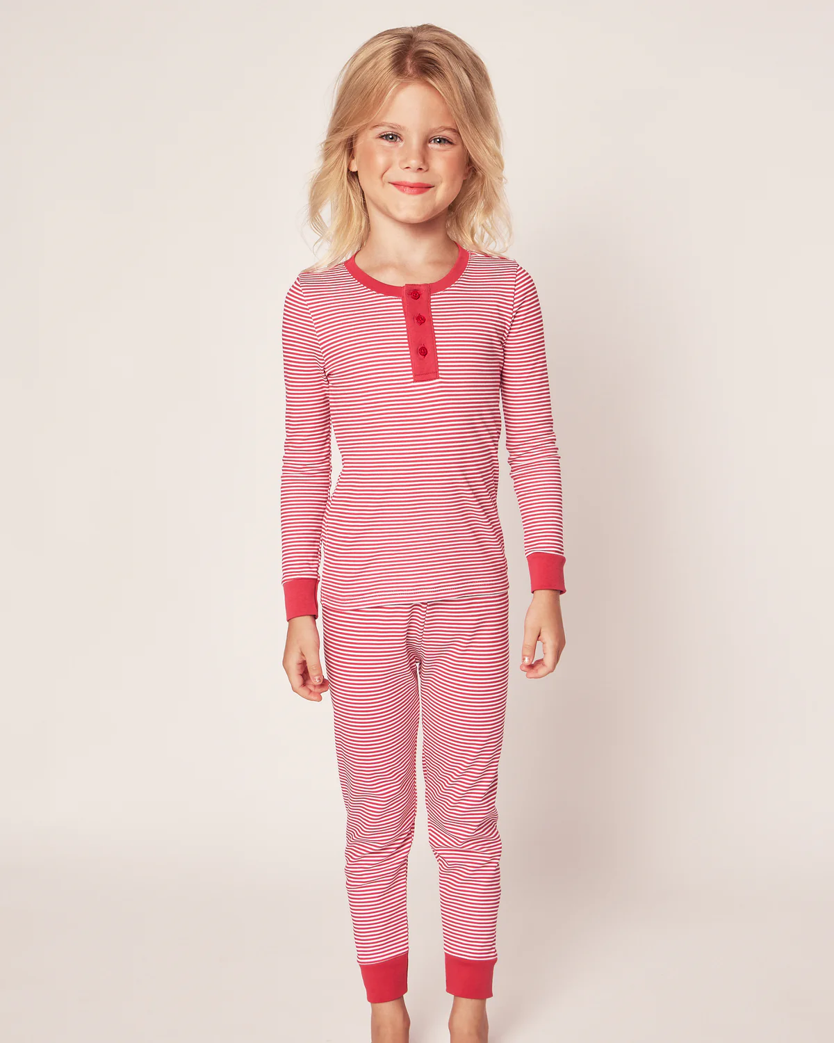 100% Pima Cotton Red Stripe Pajama Set