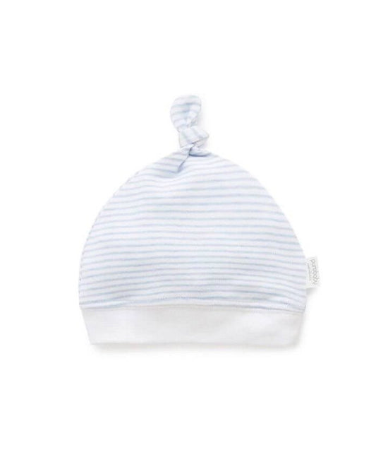 Pale Blue Striped Knot Hat