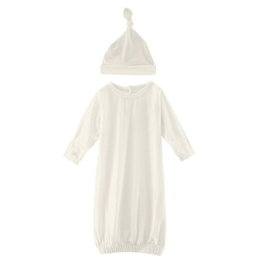 White Layette Gown & Hat Set