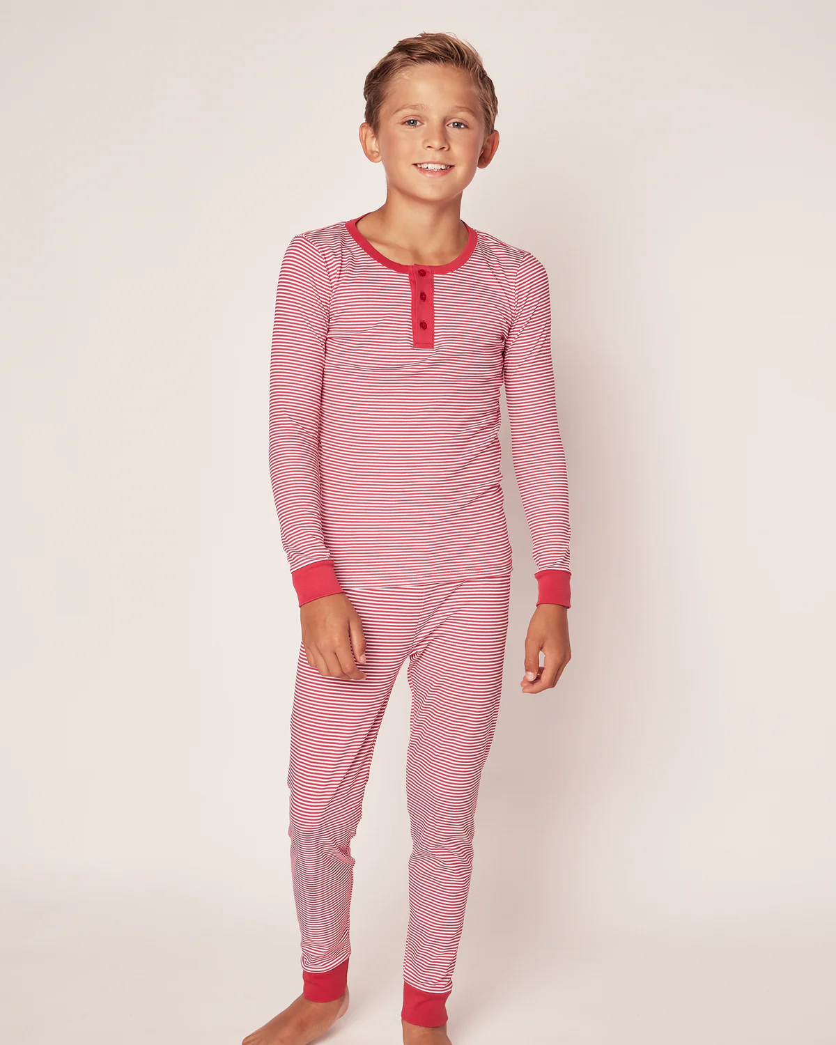 100% Pima Cotton Red Stripe Pajama Set