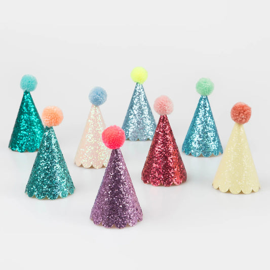 Glitter Mini Party Hats x8