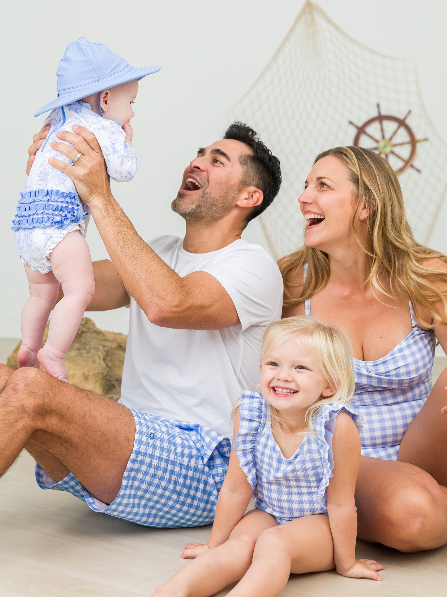 PERIWINKLE BLUE GINGHAM Men's Swim Trunks