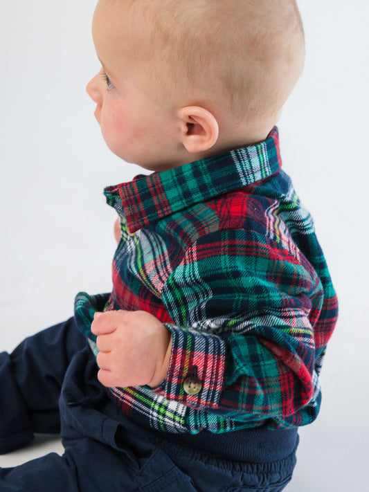 Christopher Plaid Long Sleeve Button Down Bodysuit