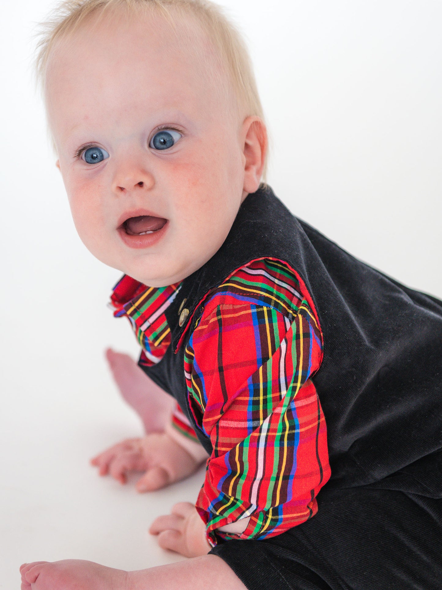 Red Nicholas Plaid Long Sleeve Button Down Bodysuit