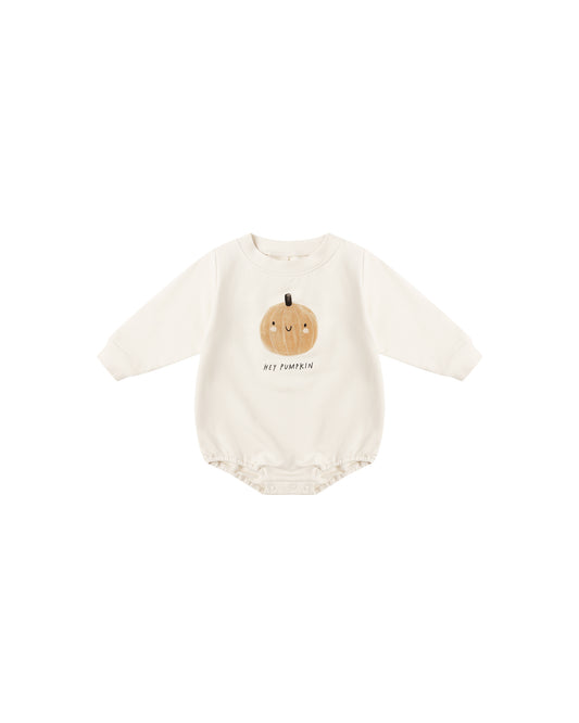 CREWNECK BUBBLE ROMPER || PUMPKIN
